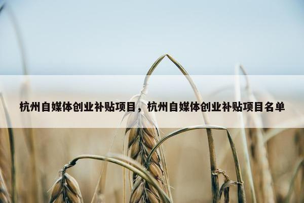 杭州自媒体创业补贴项目，杭州自媒体创业补贴项目名单